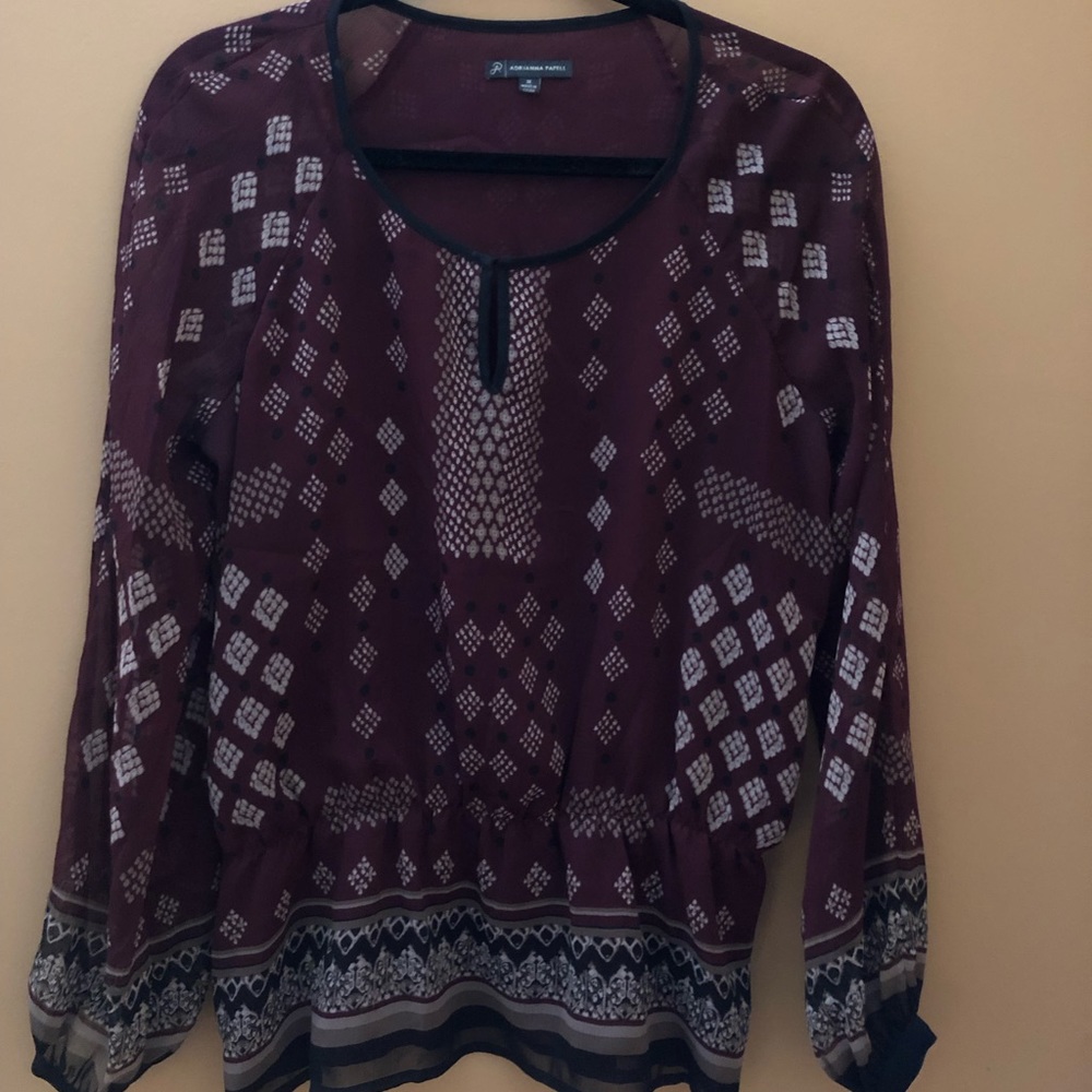 Burgundy long sleeve blouse